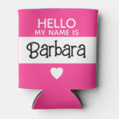 Hallo mijn naam is - Hot Pink - Custom Leuke Naam Blikjeskoeler (Voorkant)