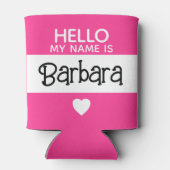 Hallo mijn naam is - Hot Pink - Custom Leuke Naam Blikjeskoeler (Achterkant)
