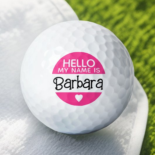 Hallo mijn naam is - Hot Pink - Custom Leuke Naam Golfballen