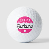 Hallo mijn naam is - Hot Pink - Custom Leuke Naam Golfballen (Voorkant)