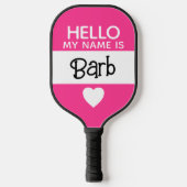 Hallo mijn naam is - Hot Pink - Custom Leuke Naam Pickleball Paddle (Voorkant)