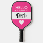 Hallo mijn naam is - Hot Pink - Custom Leuke Naam Pickleball Paddle (Achterkant)