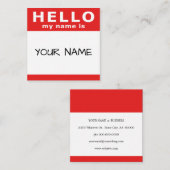 hallo mijn naam is in het rode vierkant vierkante visitekaartje (Voorkant / Achterkant)