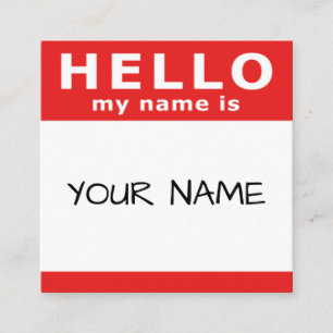 hallo mijn naam is in het rode vierkant vierkante visitekaartje