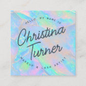 Hallo Mijn naam is iriserend holografisch opaal Vierkante Visitekaartje (Voorkant)