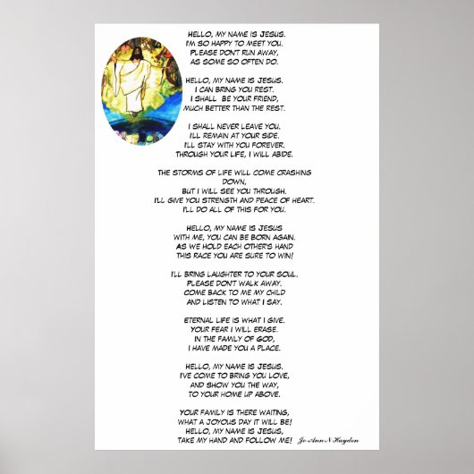 hallo MIJN NAAM IS JESUS-gedicht Poster (Voorkant)