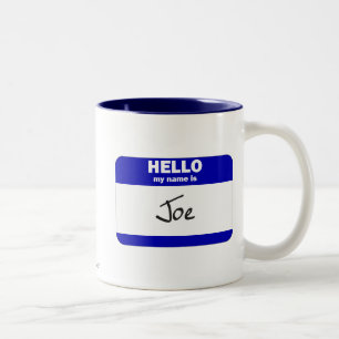 hallo mijn naam is Joe (blauw) Tweekleurige Koffiemok