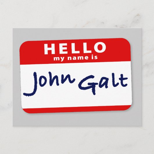 hallo mijn naam is John Galt Briefkaart (Voorkant)