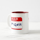 hallo mijn naam is John Galt Tweekleurige Koffiemok (Voorkant links)