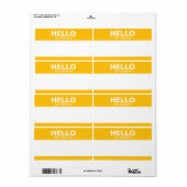 Hallo Mijn naam is - klassiek goudgeel Etiket (Full Sheet)