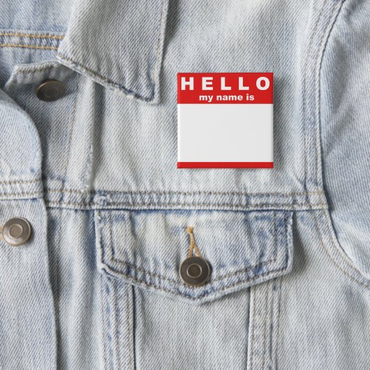 hallo mijn naam is... Knoop Vierkante Button 5,1 Cm (In situ)