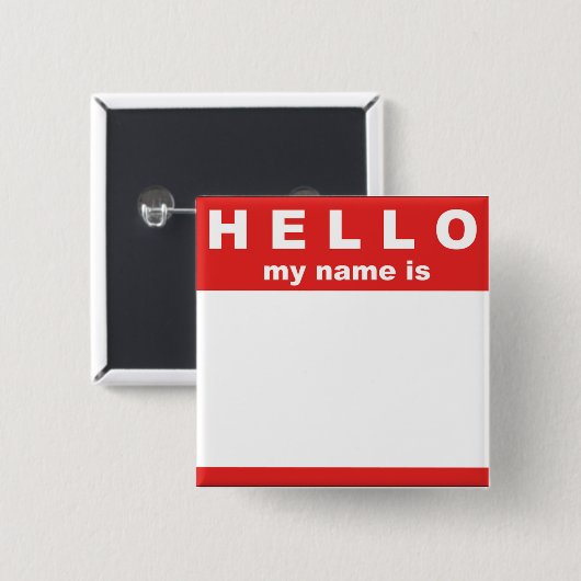 hallo mijn naam is... Knoop Vierkante Button 5,1 Cm (Voorkant /achterkant)