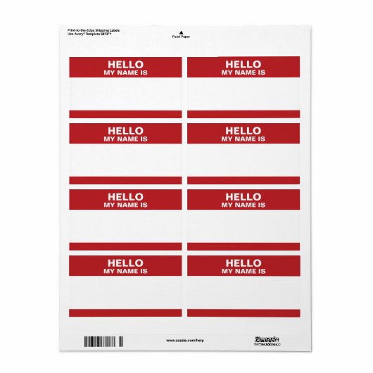 Hallo Mijn naam is label (Full Sheet)