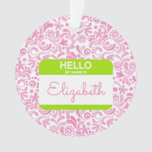 hallo MIJN NAAM IS Label College Sorority Fun Ornament
