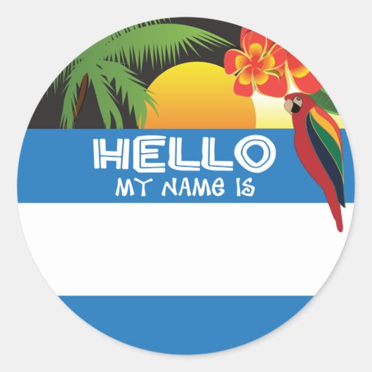 hallo mijn naam is label tropische zonsondergang l (Voorkant)