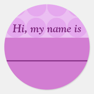"Hallo, mijn naam is _____" - Lavendel Dotted Desi Ronde Sticker