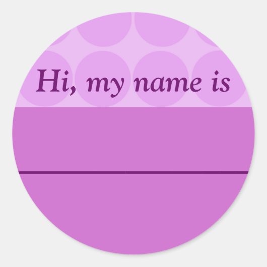 "Hallo, mijn naam is _____" - Lavendel Dotted Desi Ronde Sticker (Voorkant)