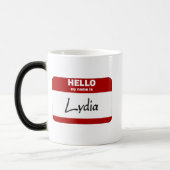 hallo mijn naam is Lydia (rood) Magische Mok (Links)
