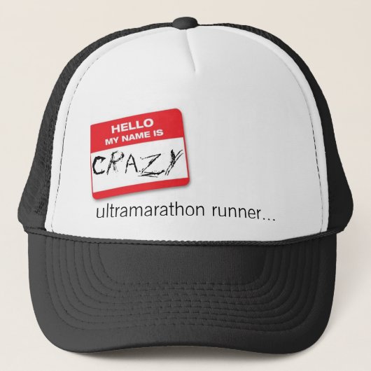 hallo-mijn-naam-is_m, Crazy, ultramarathonloper... Trucker Pet (Voorkant)