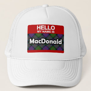 hallo mijn naam is MacDonald Scottish Clan Tartan Trucker Pet