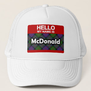 hallo mijn naam is McDonald Scottish Clan Tartan Trucker Pet