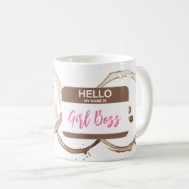 Hallo Mijn naam is MEISJE BOSS Nametag Koffiering Koffiemok