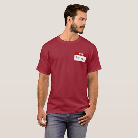 hallo mijn naam is Mercedes (rood) T-shirt (Voorkant volledig)