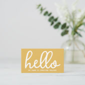 Hallo Mijn naam is mosterdgeel wit minimaal Visitekaartje (Staand voorkant)