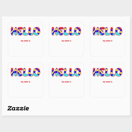 hallo mijn naam is Multicolor Vibrant Text Vierkante Sticker (Vel)