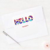 hallo mijn naam is Multicolor Vibrant Text Vierkante Sticker (Envelop)