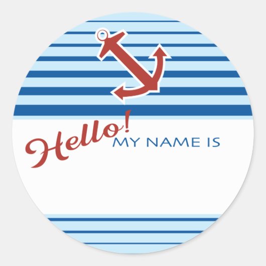 hallo, mijn naam is naammarkering met nautisch ank ronde sticker (Voorkant)