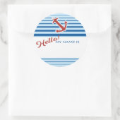 hallo, mijn naam is naammarkering met nautisch ank ronde sticker (Tas)