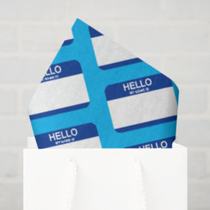 Hallo Mijn naam is Nametag Blue Kantoor Event Fun Tissuepapier