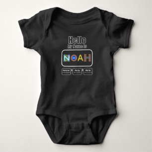 hallo mijn naam is Noah Nametag voor donkere achte Romper