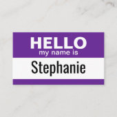 hallo mijn naam is - Paars - Business Contact Info Visitekaartje (Voorkant)