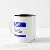 hallo mijn naam is Patricia (blauw) Tweekleurige Koffiemok (Voorkant links)