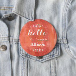 hallo Mijn naam is Persoonlijke Corale Waterverf Ronde Button 4,0 Cm