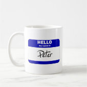 hallo mijn naam is Peter (blauw) Koffiemok (Links)