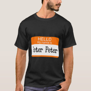 Hallo Mijn naam is Peter Sticker naamplaatje op ee T-shirt