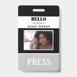 Hallo mijn naam is Photo ID Reporter Perspas ID  Badge