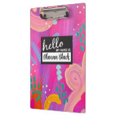 Hallo Mijn naam is Pink Girly Abstracte esthetiek Klembord (Links)