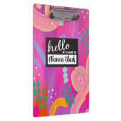 Hallo Mijn naam is Pink Girly Abstracte esthetiek Klembord (Rechts)