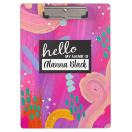 Hallo Mijn naam is Pink Girly Abstracte esthetiek Klembord