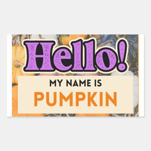 Hallo Mijn naam is Pumpkin Herfst Sticker (Voorkant)