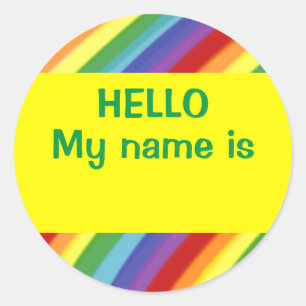hallo mijn naam is Rainbow Nametag Stickers Gay/Ki