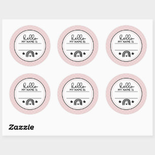 Hallo Mijn naam is Rainbows en Polka Dots Mileston Ronde Sticker