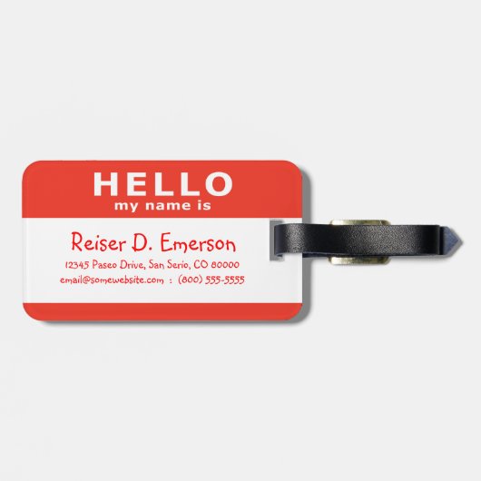 hallo Mijn naam is rood Bagagelabel (Achterkant horizontaal)