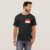Hallo Mijn naam is rood blanco naamplaatje grappig T-shirt (Voorkant volledig)
