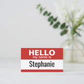 hallo mijn naam is - rood - Business Contact Info Visitekaartje (Staand voorkant)