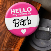Hallo Mijn naam is - Roze - Aangepaste Halloween K Button Flesopener